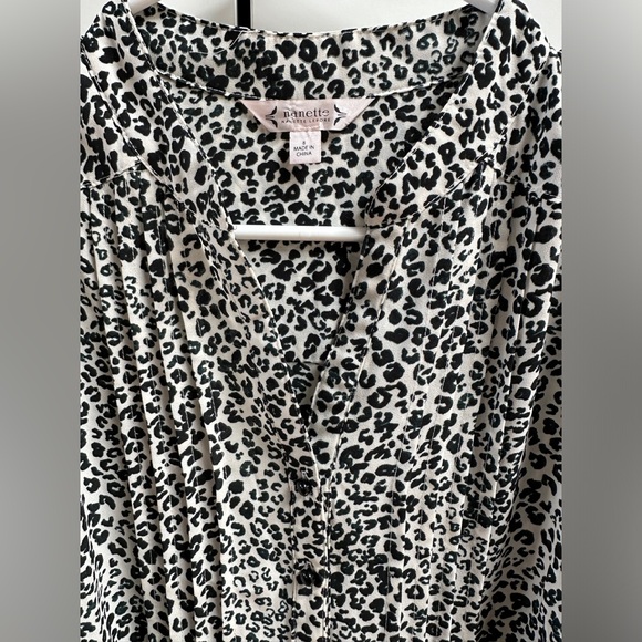 Nanette Lepore - animal leopard print midi tie-waist short sleeve dress 8 - Picture 7 of 7